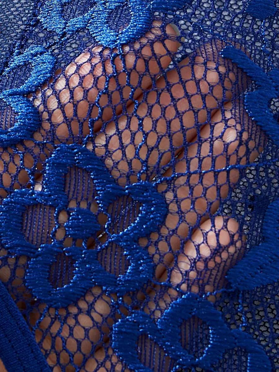 Lace Contrast Mesh Sexy One-Piece Lingerie Bodysuit – Women's Elegant & Seductive Wear