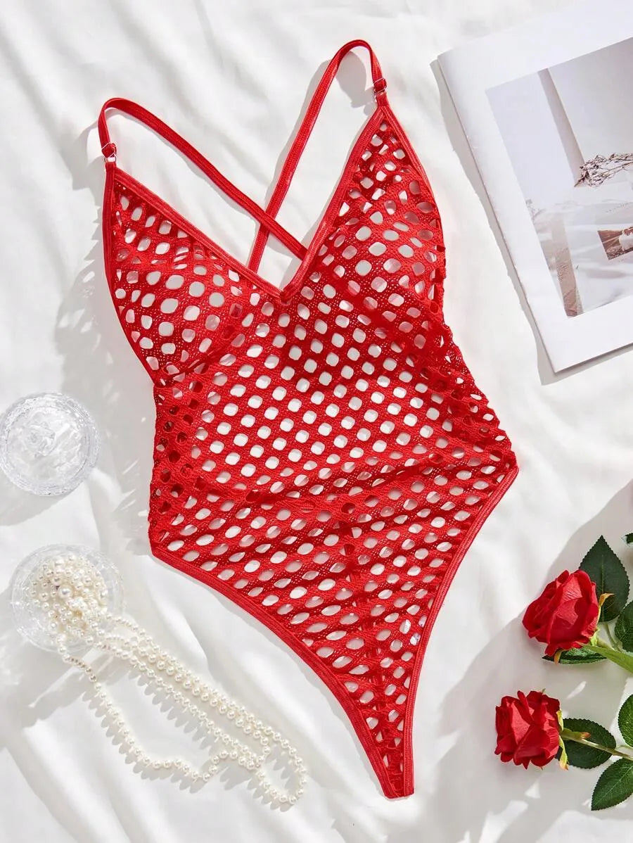 Classic Solid Color Women's Spaghetti Strap Bodysuit – Sexy One-Piece Lingerie for Bridal & More