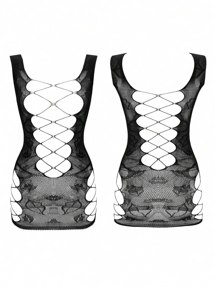 Sexy Fishnet Bodystocking Dress – Temptation Mesh Fishing Net Lingerie