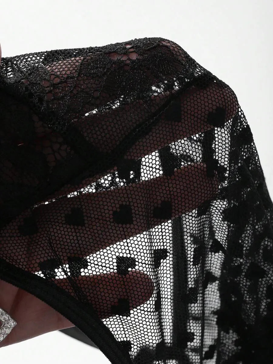 Adjustable Sheer Mesh Hollow-Out Sexy Bodysuit – Women’s One-Piece Lingerie
