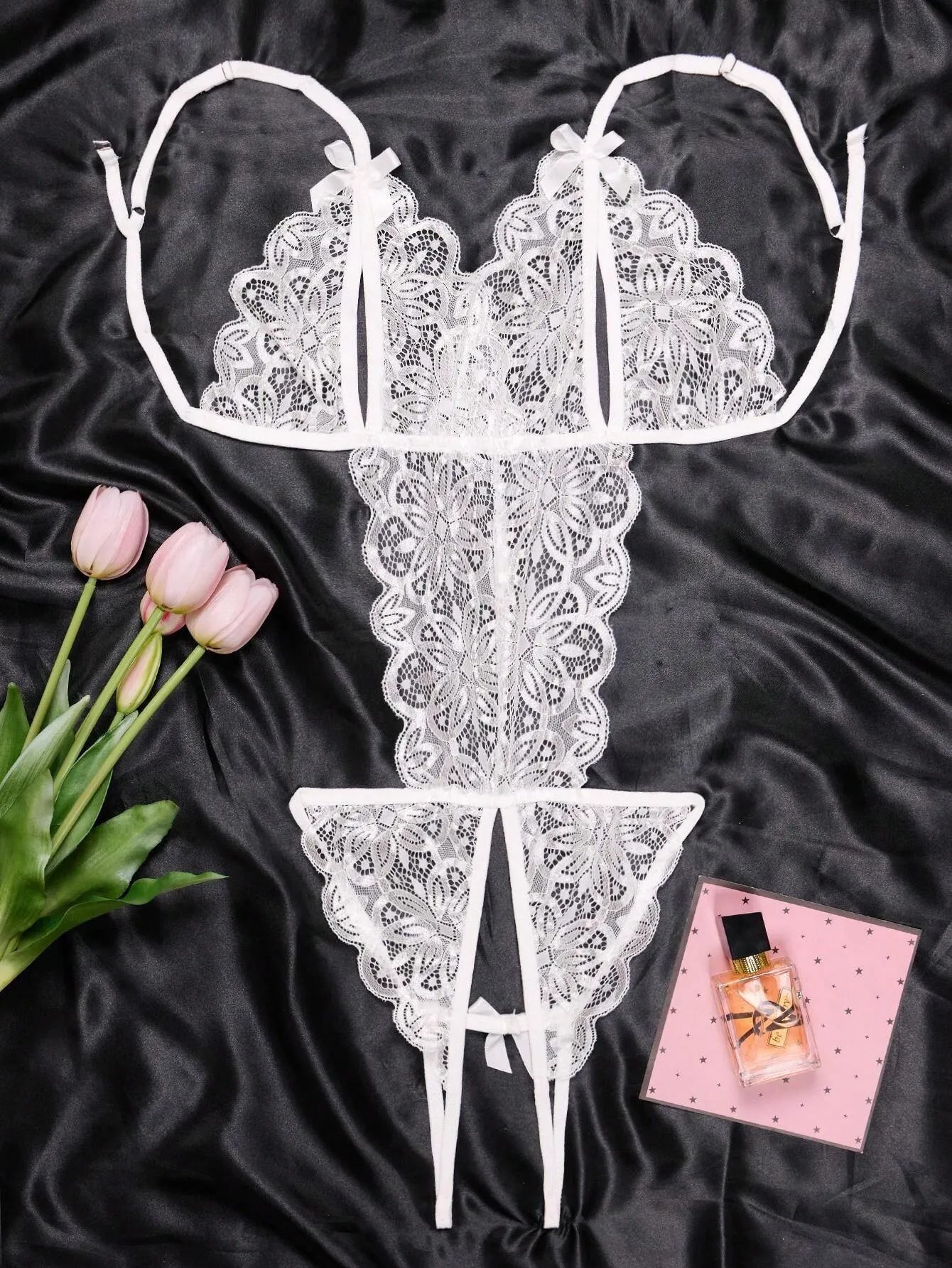 Women’s Open Crotch Backless Lace Bodysuit – Bust Exposed, Body-Shaping Sexy Lingerie
